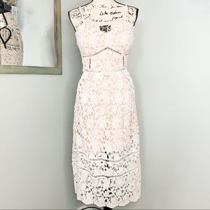 Lulus Lace Midi Dress White